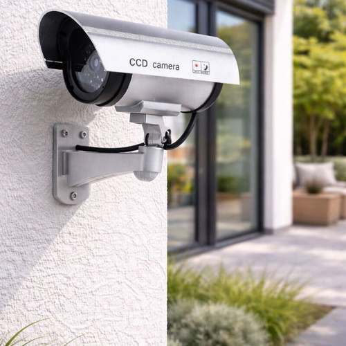 Fake Outdoor CCD Security Camera with Wall Mount and Realistic Simulation