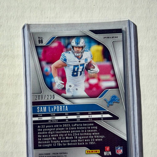 2024 Panini Prizm Sam LaPorta #96 Blue Wave Prizm card new