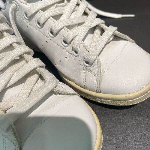 Adidas Stan Smith sneakers used, white with blue, size 38