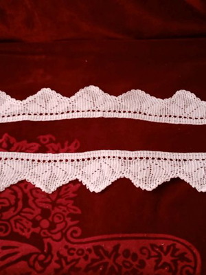 Handmade lace used, 2 pieces, 94 centimeters each