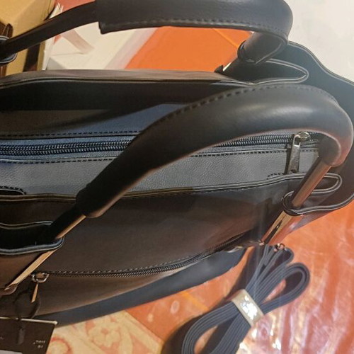 Blue dark shoulder-hand bag new, synthetic leather with shoulder strap