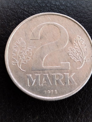 2 Mark coin used from German Democratic Republic 1978