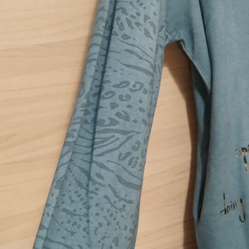Cotton dress turquoise one size with hood and patchwork style