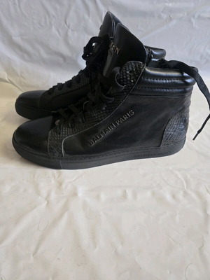 Balmain Paris high-top leather and python sneakers like new, size 43, black