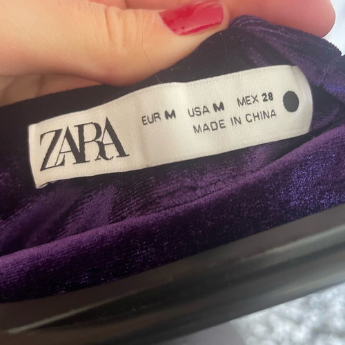 Zara set midi skirt and large top like new, purple velvet