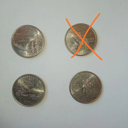 Usa coins used with Oregon, New Hampshire, Nebraska designs