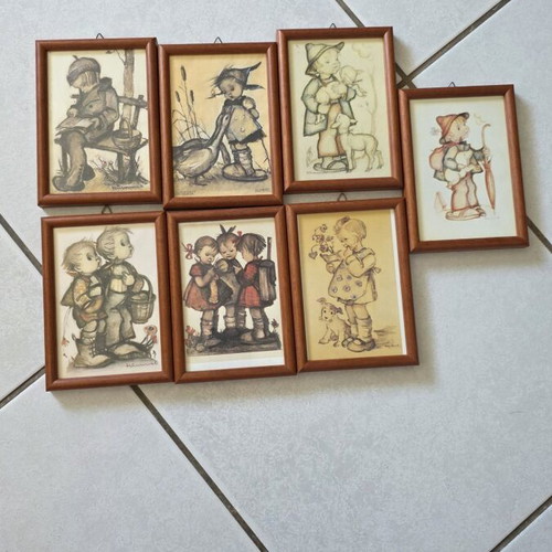 Hummel vintage set of 7 decorative frames with children's scenes used