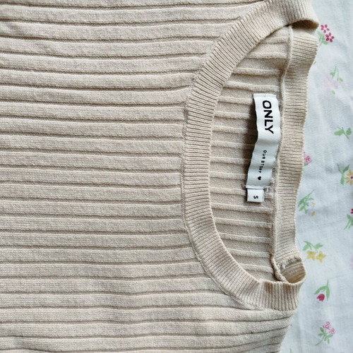 Crop top long sleeve used, beige, size S