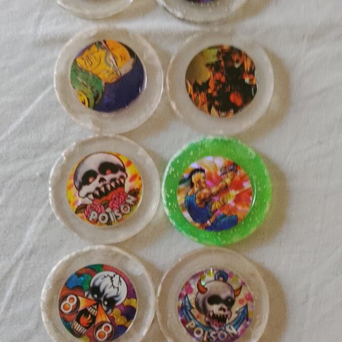 Poison plastic 90s collectible tags, set of 14