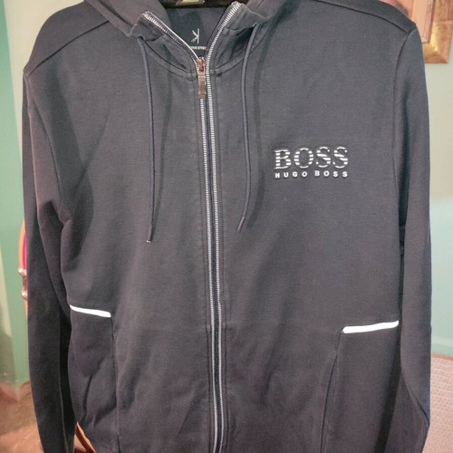 Boss men's hoodie jacket like new, large slim fit, blue
