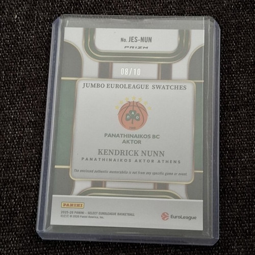 Kendrick Nunn 2025-26 Panini Select EuroLeague Jumbo Swatches Gold Prizm