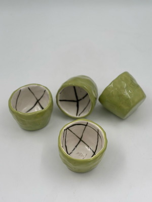 Handmade ceramic espresso cups set of 4, unique pieces