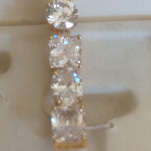 Silver 925 Women's Earrings gold color with crystal stones new