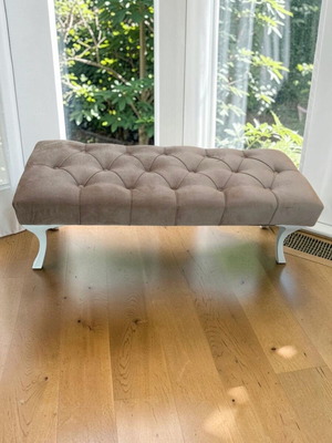 Chesterfield Fabric Bench 120x47x40cm new, beige velvet