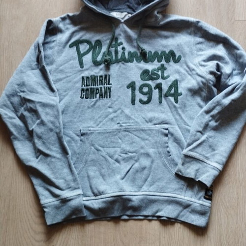 Admiral hoodie sweatshirt, size S, grey and green