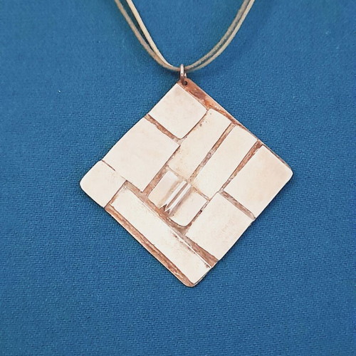 Handmade necklace with copper base and silver plates, new