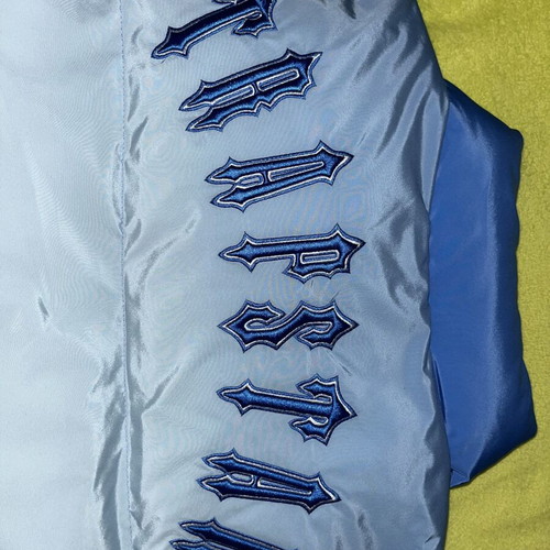 Trapstar sleeveless puffer jacket with blue collar
