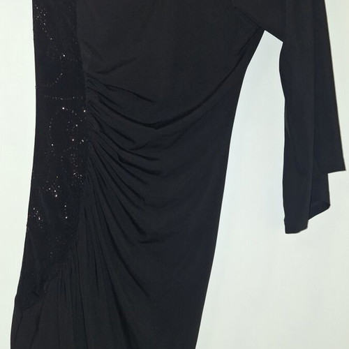 Black evening dress with one shoulder used, sequin details
