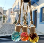 Car air freshener in glass bottle with decorative flower new