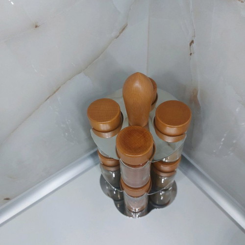 Giannini spice rack used, wood and stainless steel