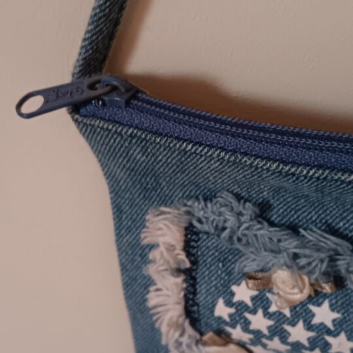 Handmade denim shoulder bag like new with USA emblem