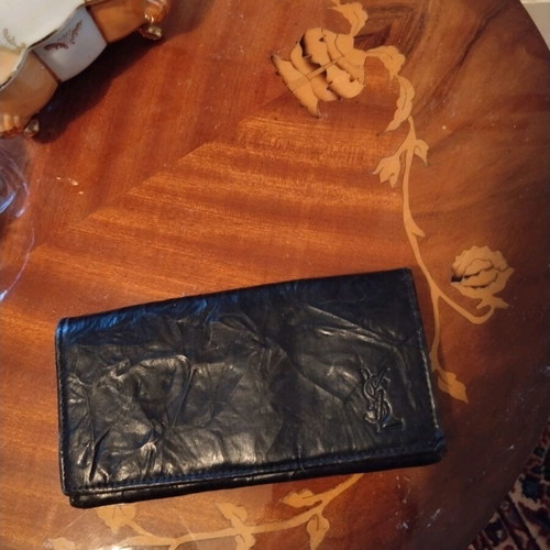 YSL women's wallet used, black leather vintage
