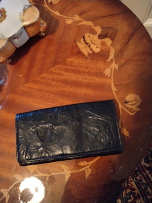 YSL women's wallet used, black leather vintage