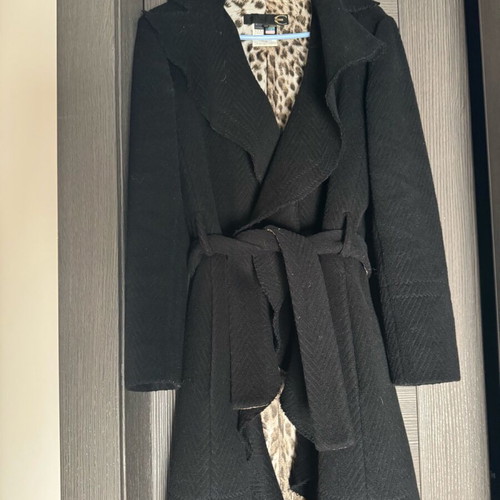 Just Cavalli coat like new with tiger print lining and belt, size 42
