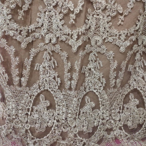 Cotton blouse with tulle lace and old gold lame like new, size M
