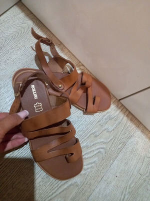 Rollini leather sandals size 36, new, beige and brown
