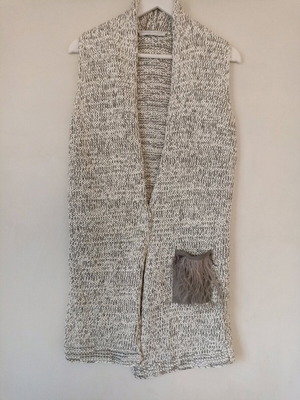 Fabiana Filippi women's cardigan like new, grey-white melange with button and feather pocket