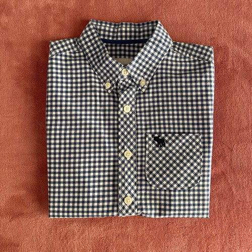 Abercrombie plaid short-sleeve shirt for boys 9 years like new, blue white