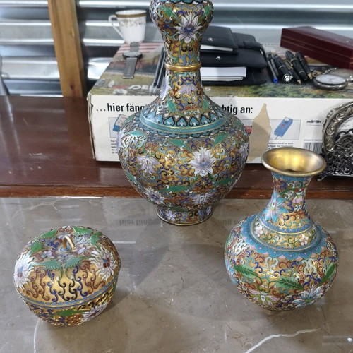 Cloisonné set like new condition