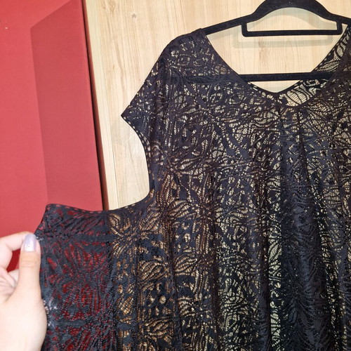 Beach Caftan blouse size L new black with fringes