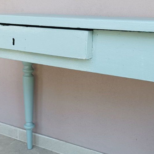 Interwar desk table used, painted mint color