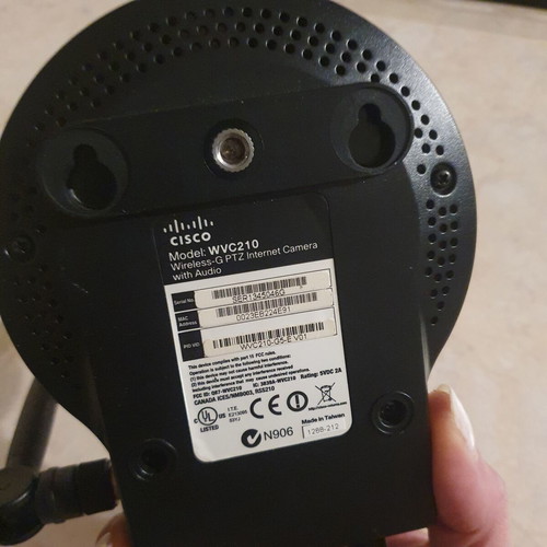 Security camera used with power supply, remote motion, audio support