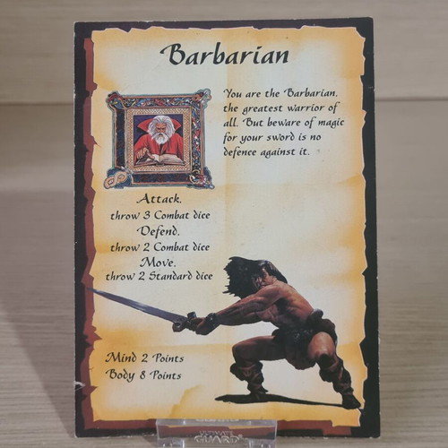 HeroQuest Barbarian character card used