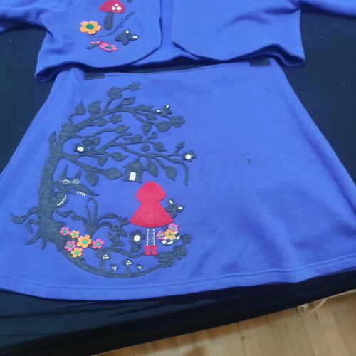 Handmade jacket with skirt like new, size Large, blue