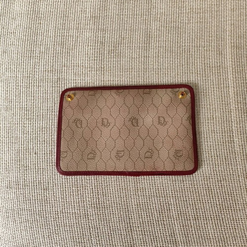 Vintage Dior coated canvas and leather pouch beige and red