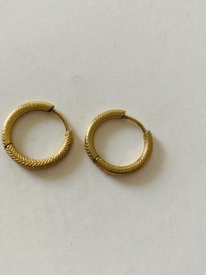 Gold Hoop Earrings with Embossed Texture like new