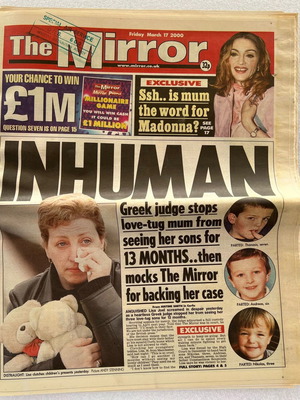 Εφημερίδα The Mirror 2000 μεταχειρισμένη με τη Madonna στο εξώφυλλο