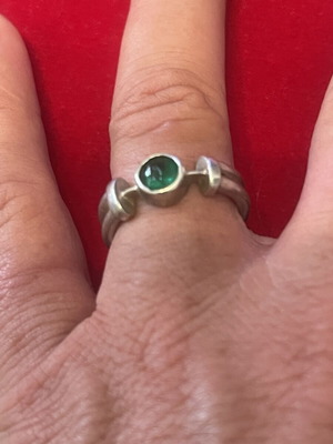 925 silver ring with green stone, size 55