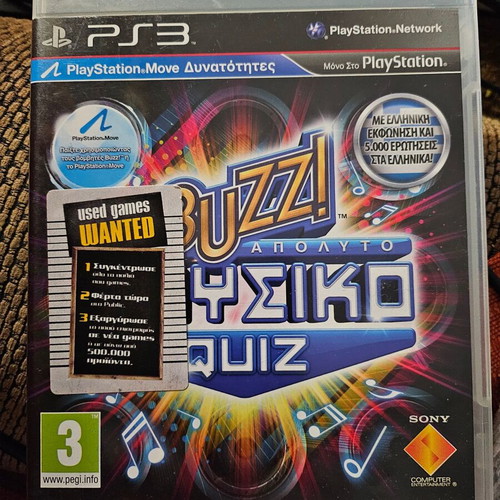 Buzz Absolute Music Quiz PS3 used without buzzers