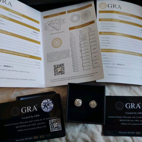 Silver Moissanite 2ct Halo Design Earrings new with 2 certificates