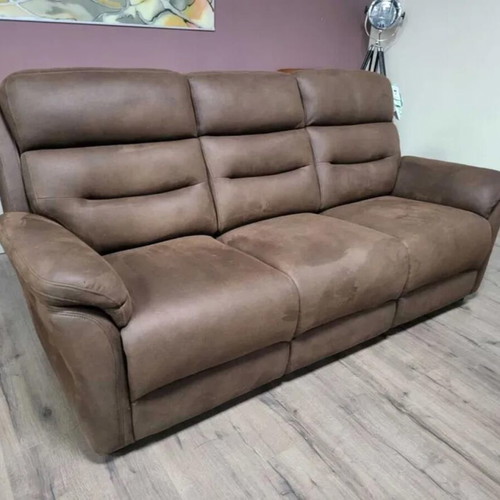 Brown fabric sofa three-seater new