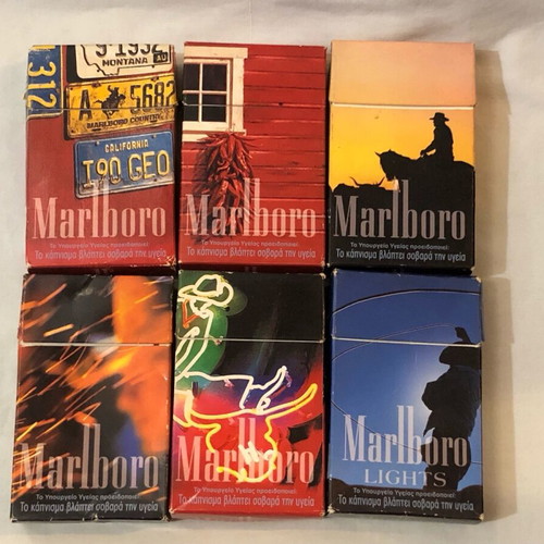 Collectible Marlboro empty cigarette packs used