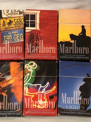 Collectible Marlboro empty cigarette packs used