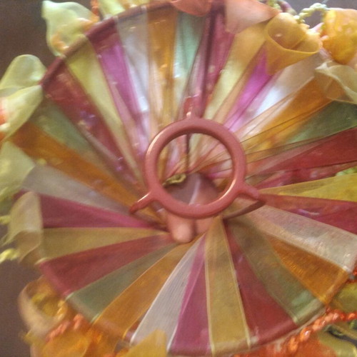 Romantic lampshade covers set of six like new, organza multi colour
