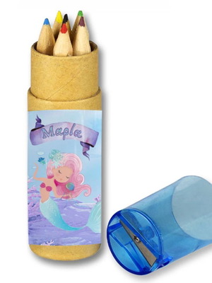 Mermaid-themed colored pencils in kraft box new, 10 pieces