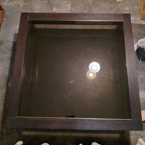 Wooden coffee table 120×120×40 cm used with double glass top